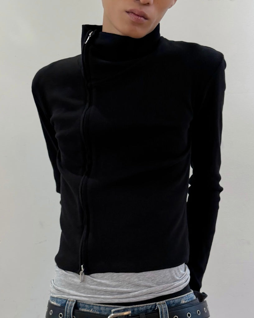 【LECYTO】Offset Ribbed Jacket