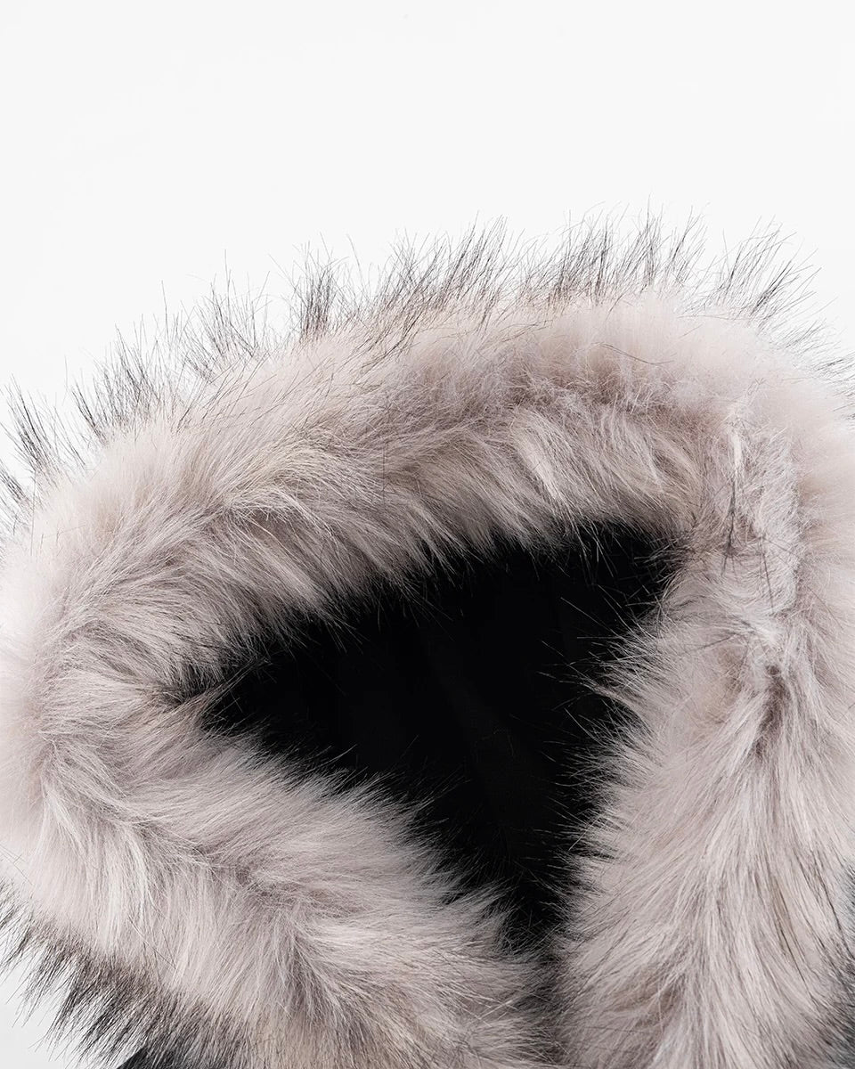 【SUPPLIER】Faux Fur Cross Zip Hoodie