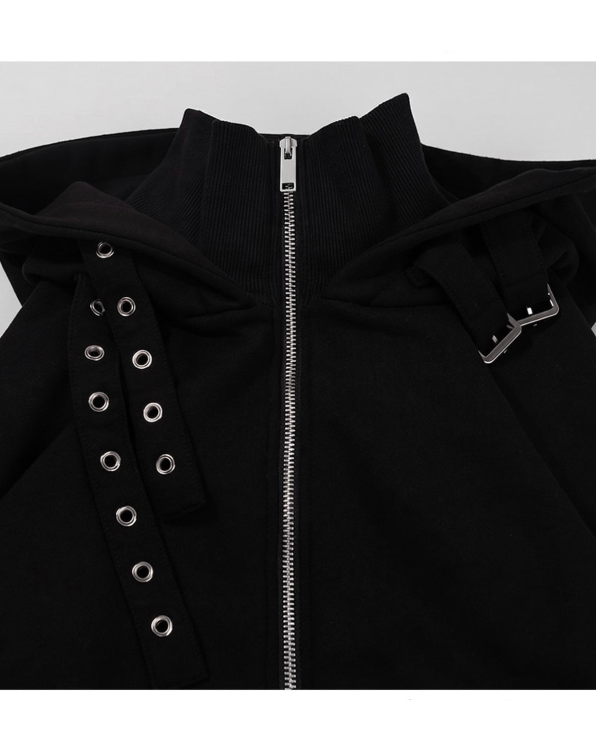 【FANCY CLUB】LAYER BUCKLE HOODED ZIP-UP