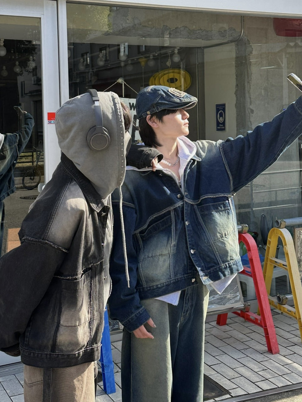 受注制【Chikashitsu +】vintage wash denim jacket (2color)