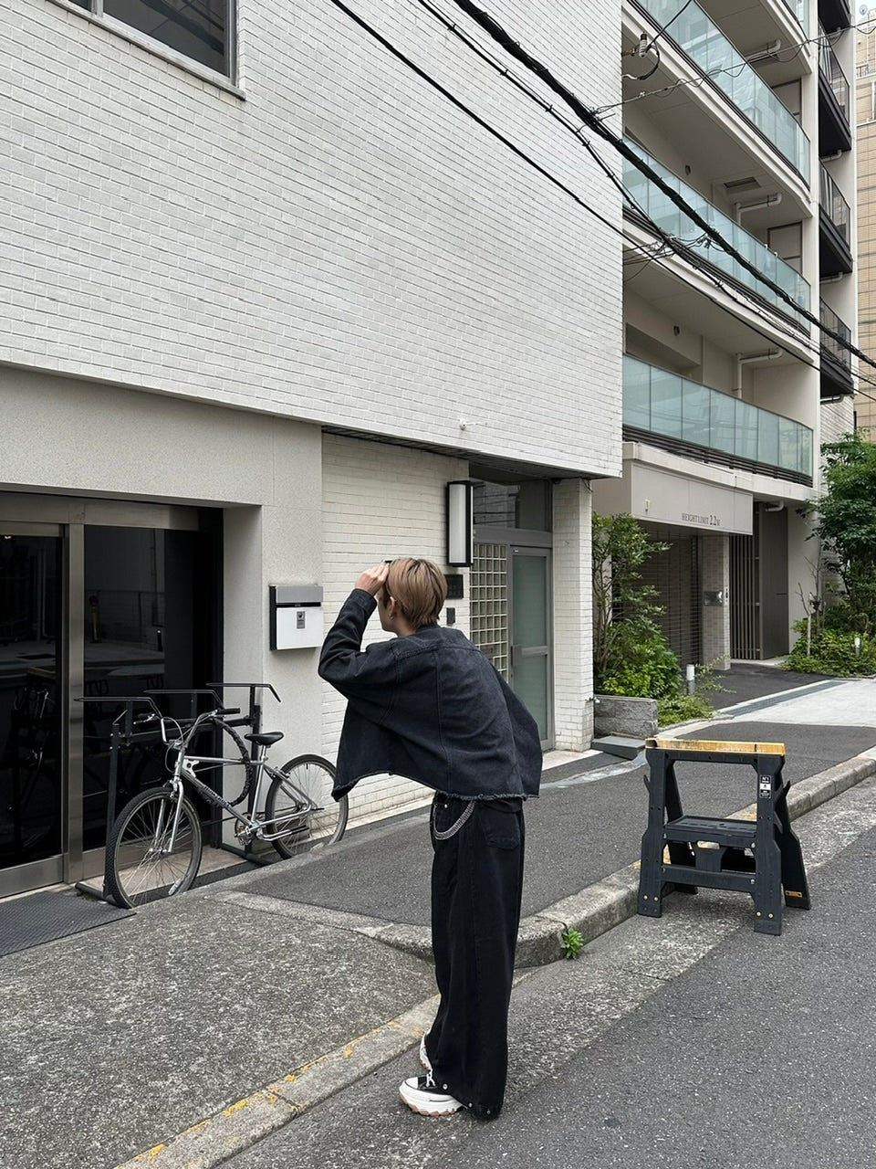 大阪店WEB限定受注制【Chikashitsu +】cutting cropped denim jacket (3color)