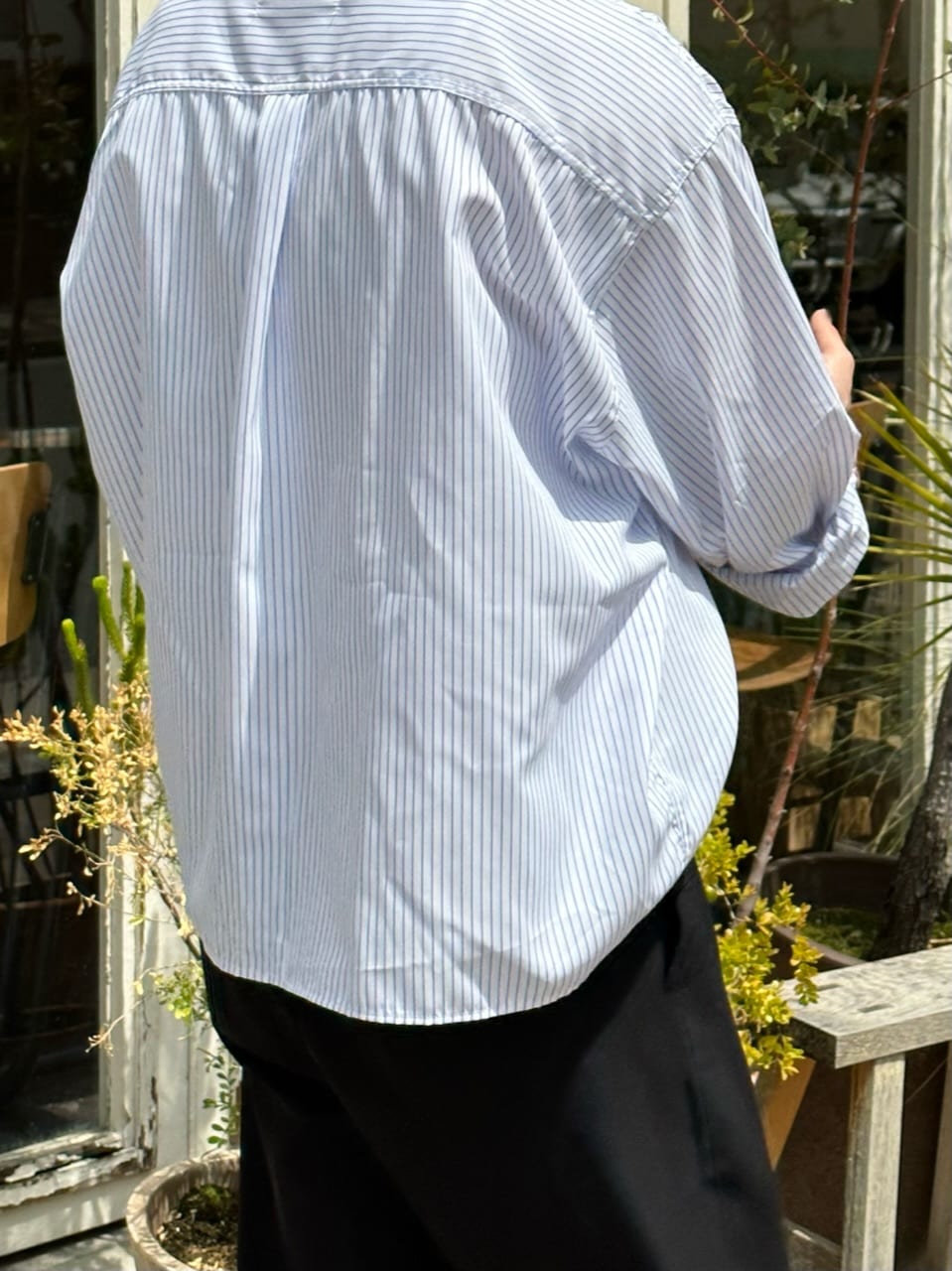 大阪店WEB限定受注制【Chikashitsu +】cropped stripe shirts (2color)