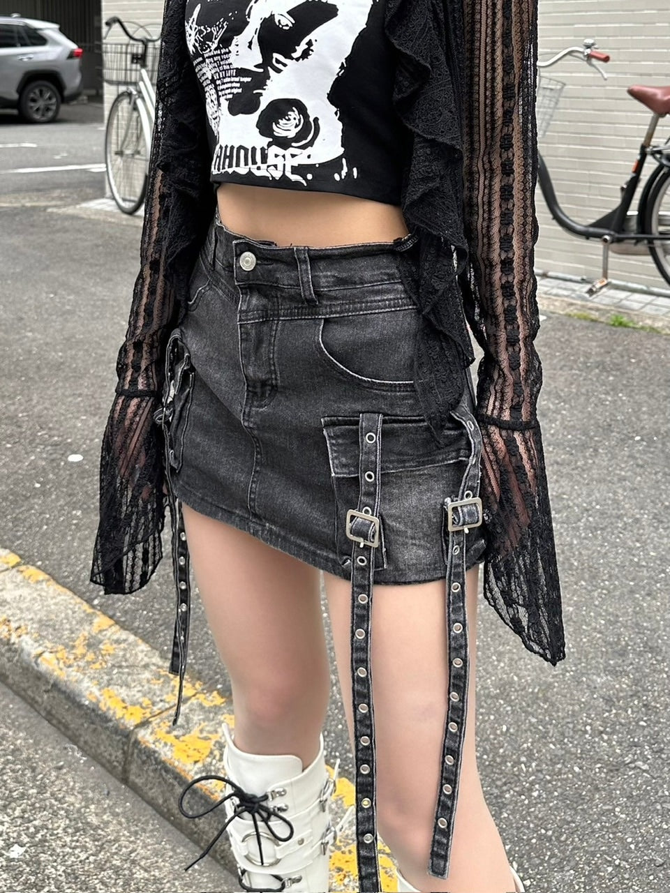 受注制【Never mind the XU】cargo denim skirt (2color)