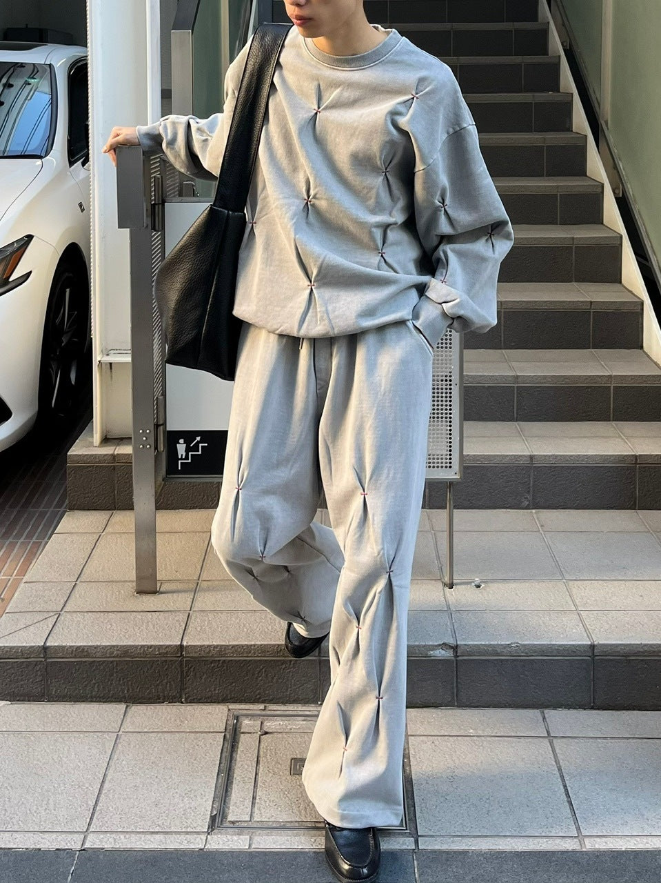 受注制【Chikashitsu +】stitch design sweat pants (3color)