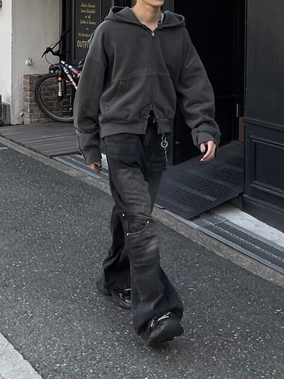 大阪店WEB限定【Chikashitsu +】double pocket wide denim pants (2color)