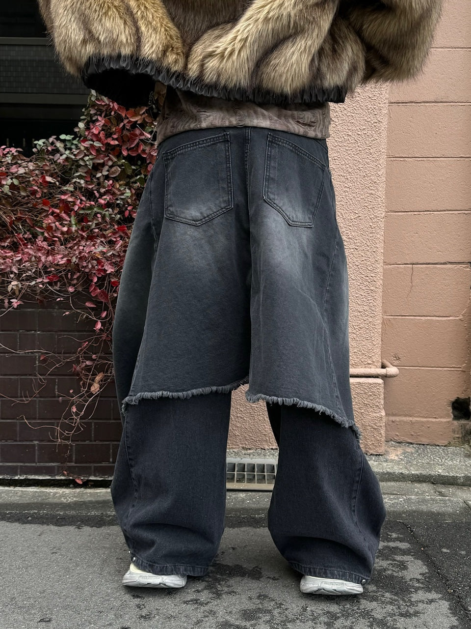 受注制【Chikashitsu +】wrapping design denim skirt (2color)