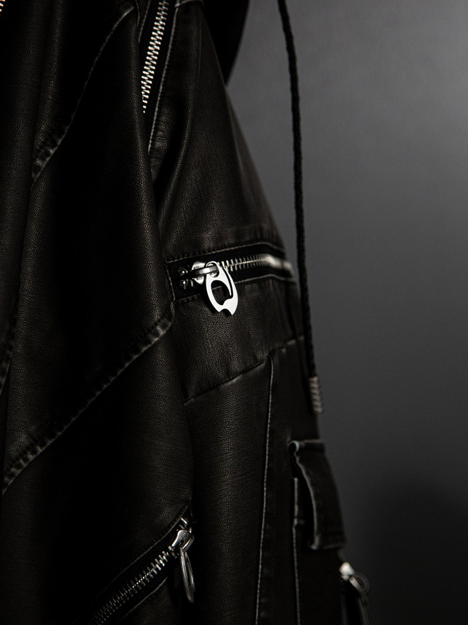 【DIG YOUR OWN GRAVE】LEATHER ZIP HOODY / 【ディグユアオウングレイブ】レザージップアップ長袖パーカー