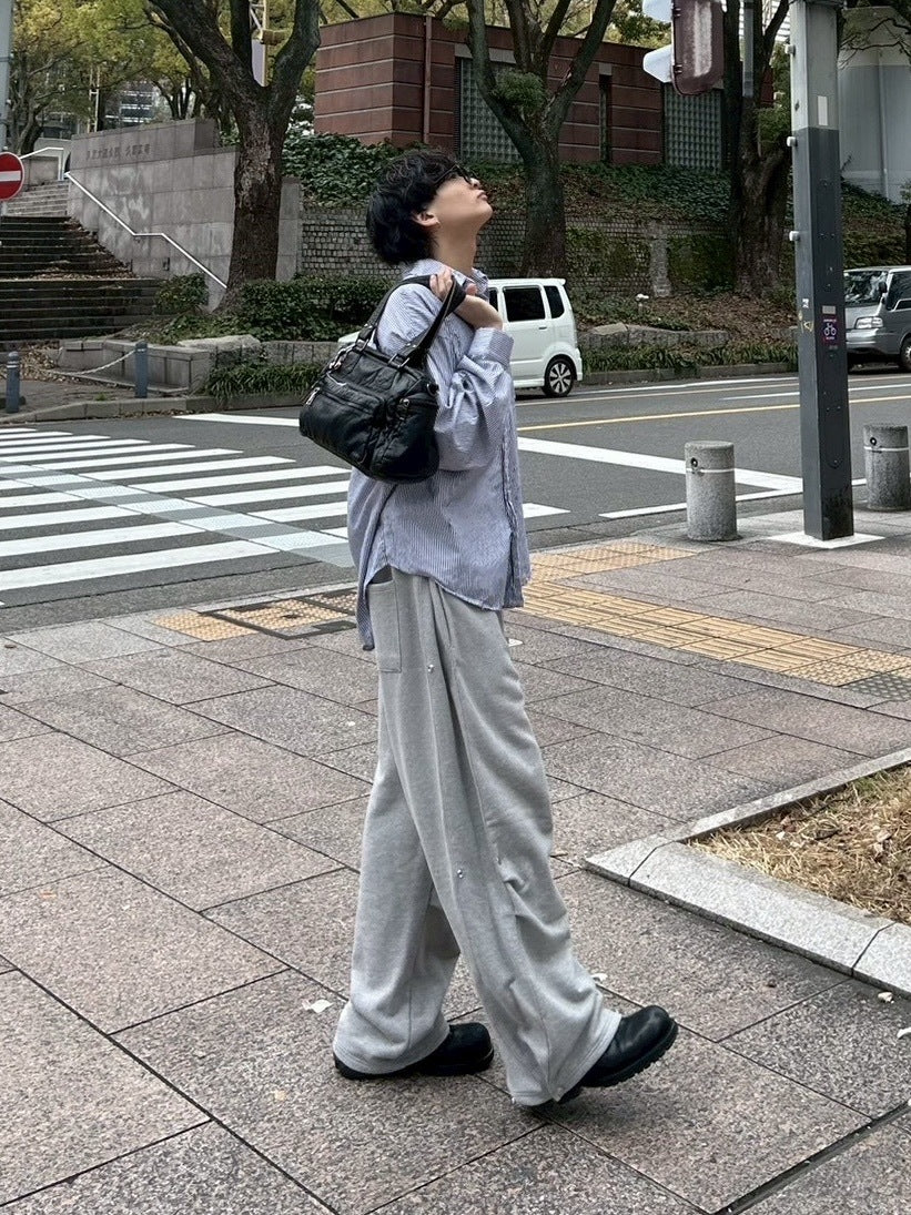 受注制【Chikashitsu +】side snap button sweat pants (2color)