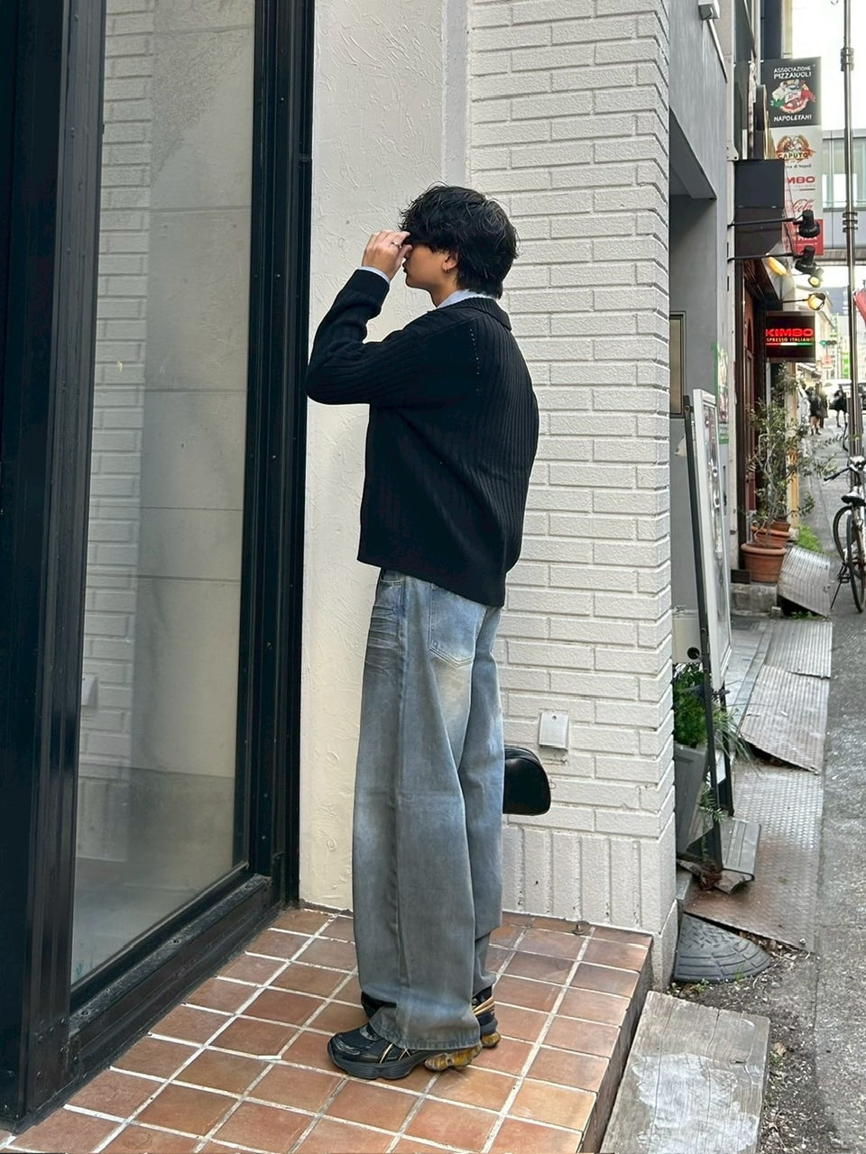 【Chikashitsu +】rivet zip up knit (2color)