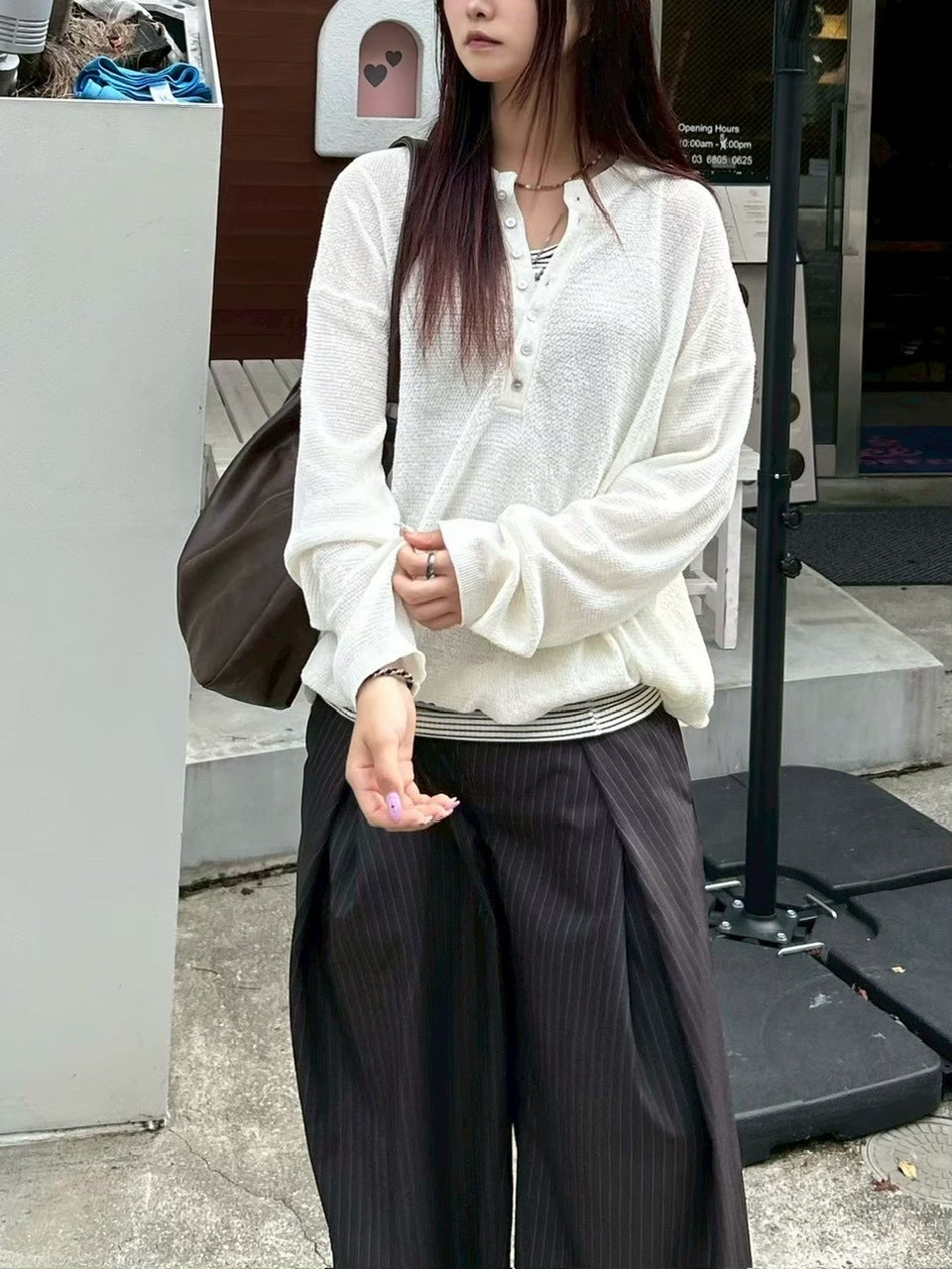 【Chikashitsu +】light touch henry neck knit / 【チカシツプラス】ライトタッチへンリーネックニット (3color)