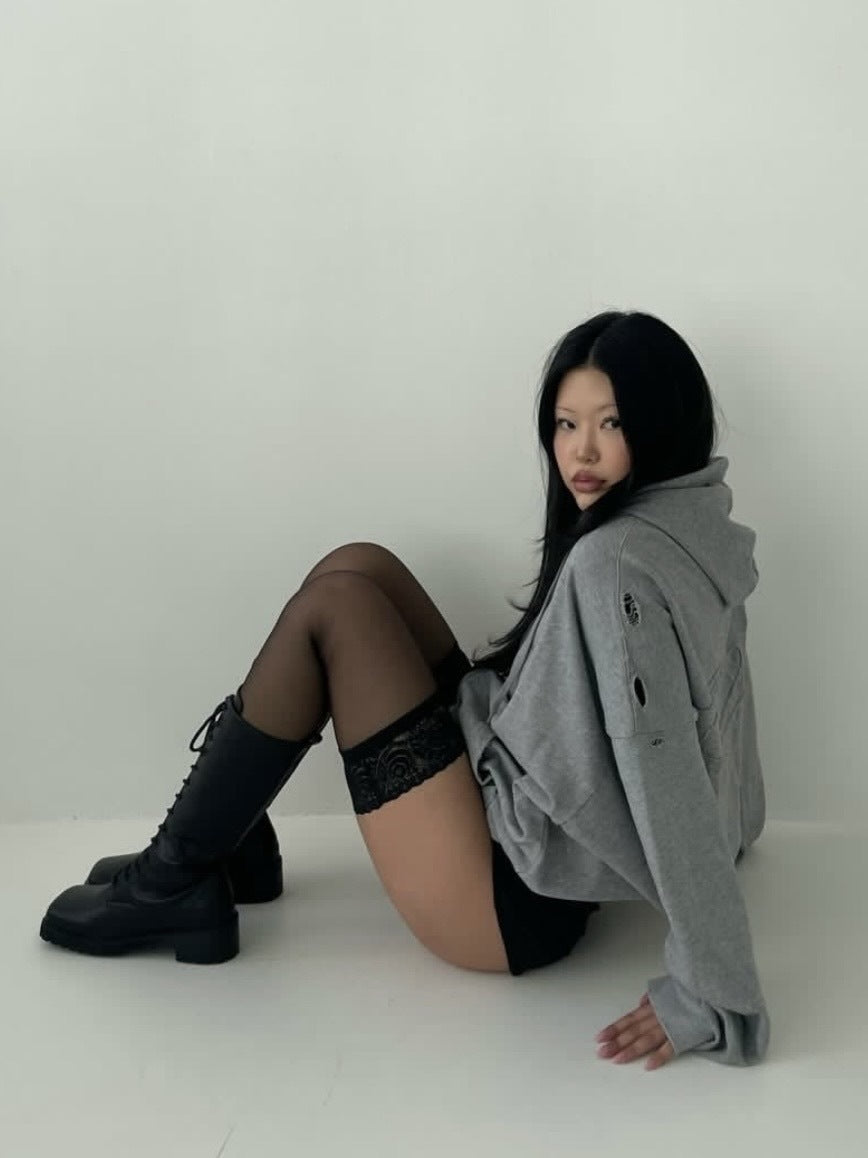 【BLACK PURPLE】Shadow Loop Zip-Up Hoodie