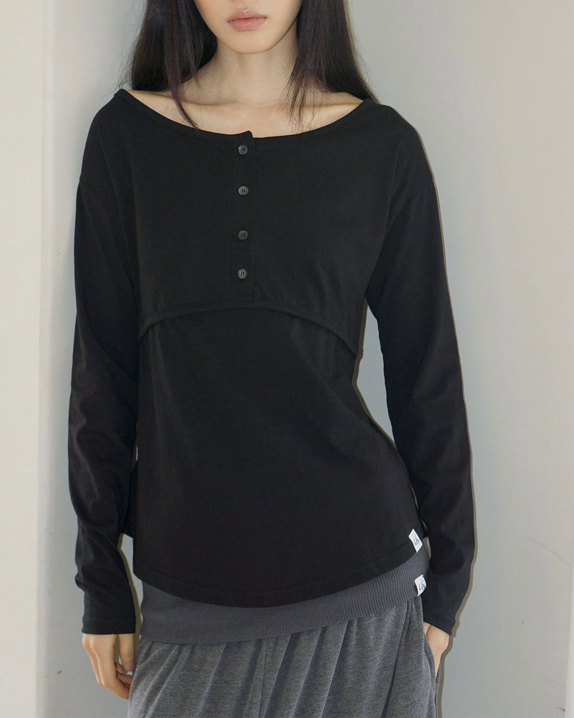 【Uglyshadow】PLACKET RIBBED T-SHIRT