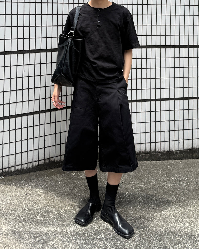 東京店WEB限定受注制【Chikashitsu +】cropped henley neck tee (3color)