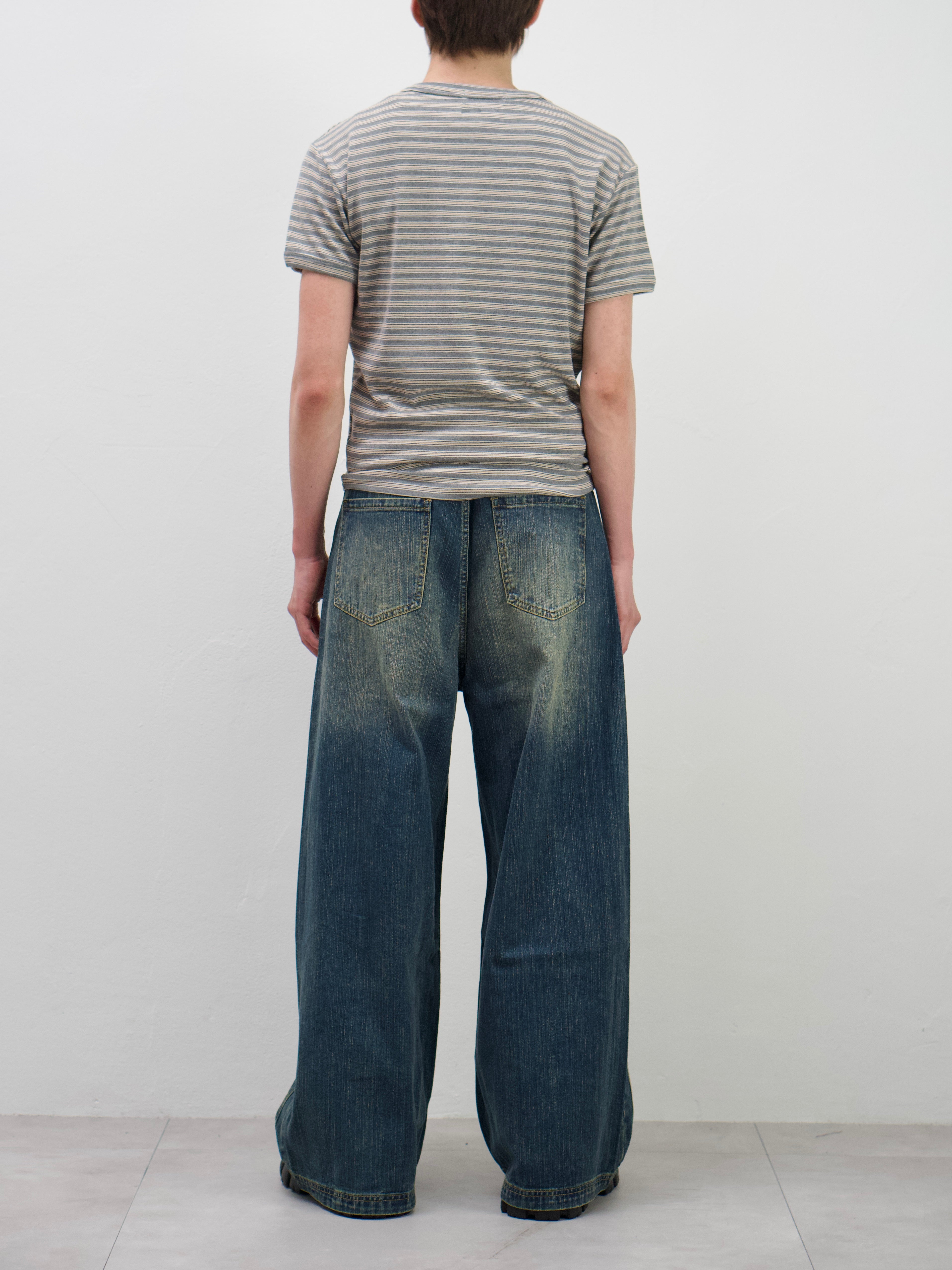 受注制【Chikashitsu +】double slub wide denim pants