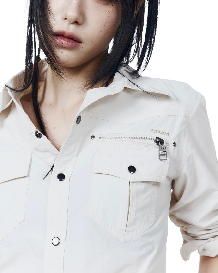 【AAKAM】Roll-Up Nylon Safari Shirts
