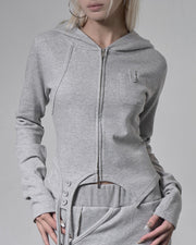 【FANCY CLUB】OVERLAY CROP HOODED ZIP-UP