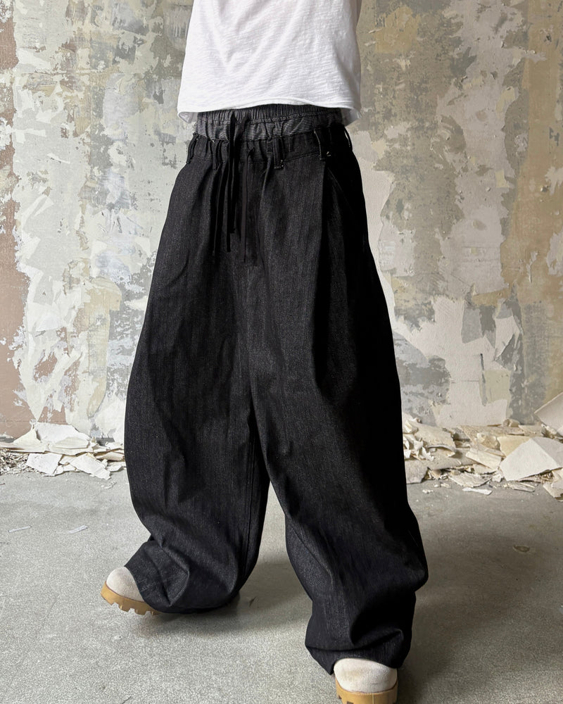 【Lee fi Ne】Herringbone Layered Baggy Jeans