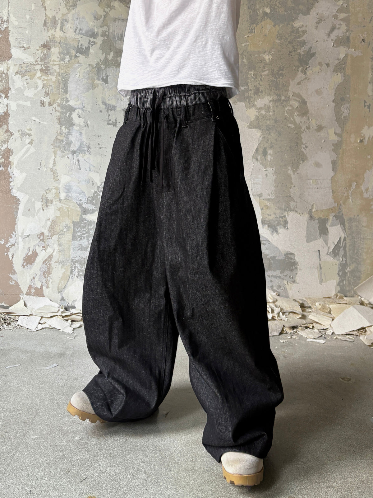 【Lee fi Ne】Herringbone Layered Baggy Jeans
