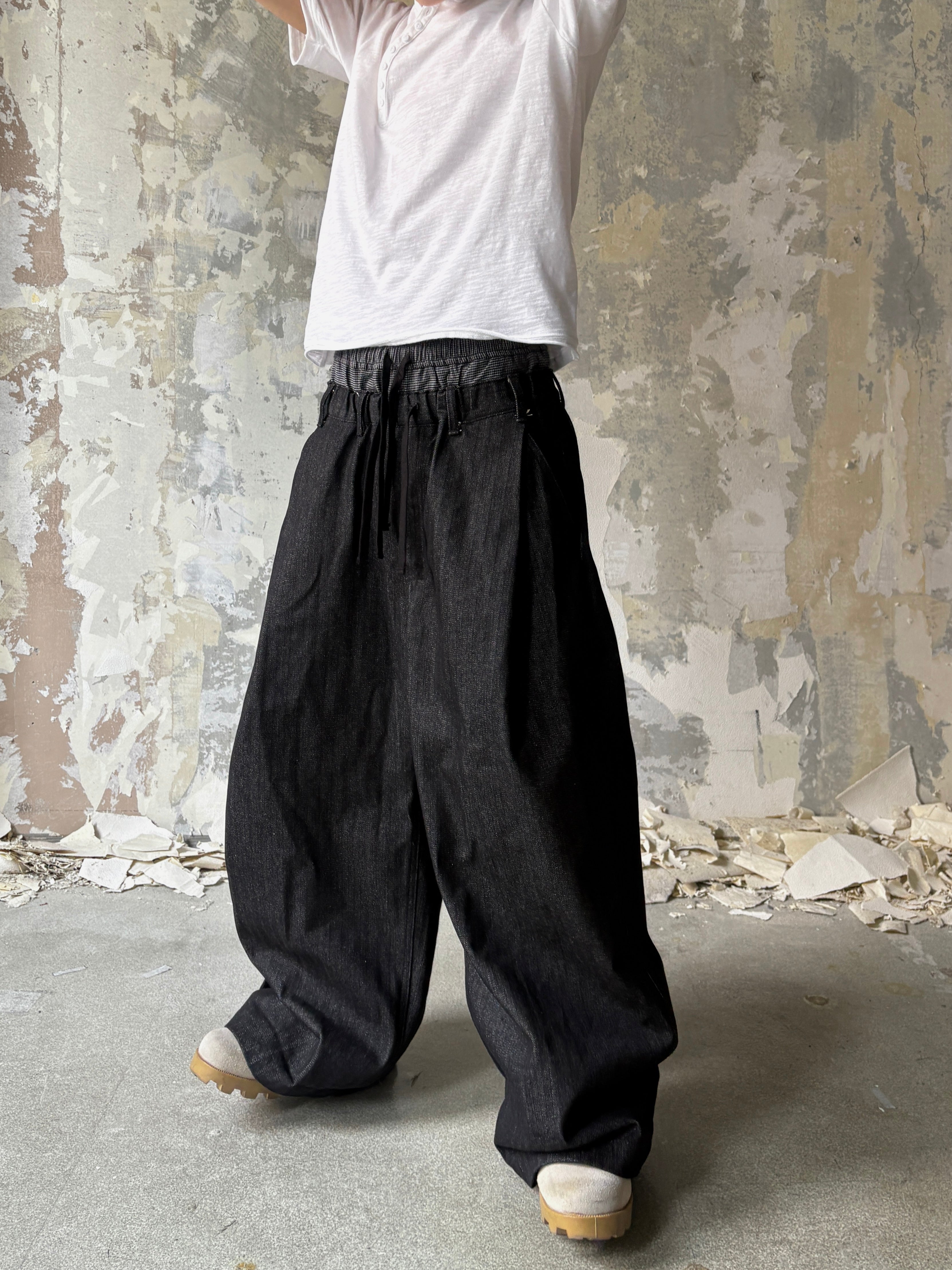 【Lee fi Ne】Herringbone Layered Baggy Jeans