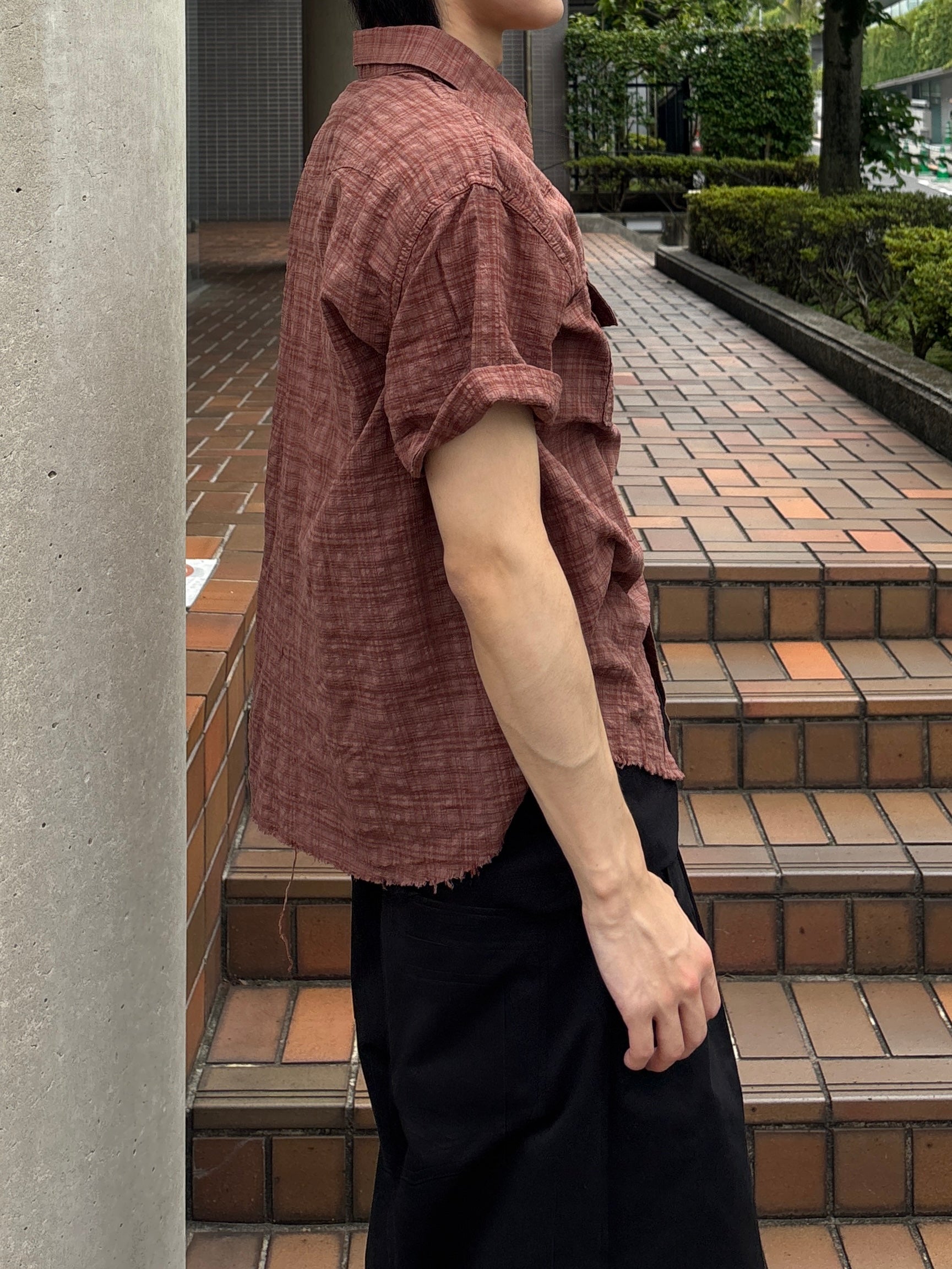受注制【youll】Cut off half sleeve check shirt (3color)