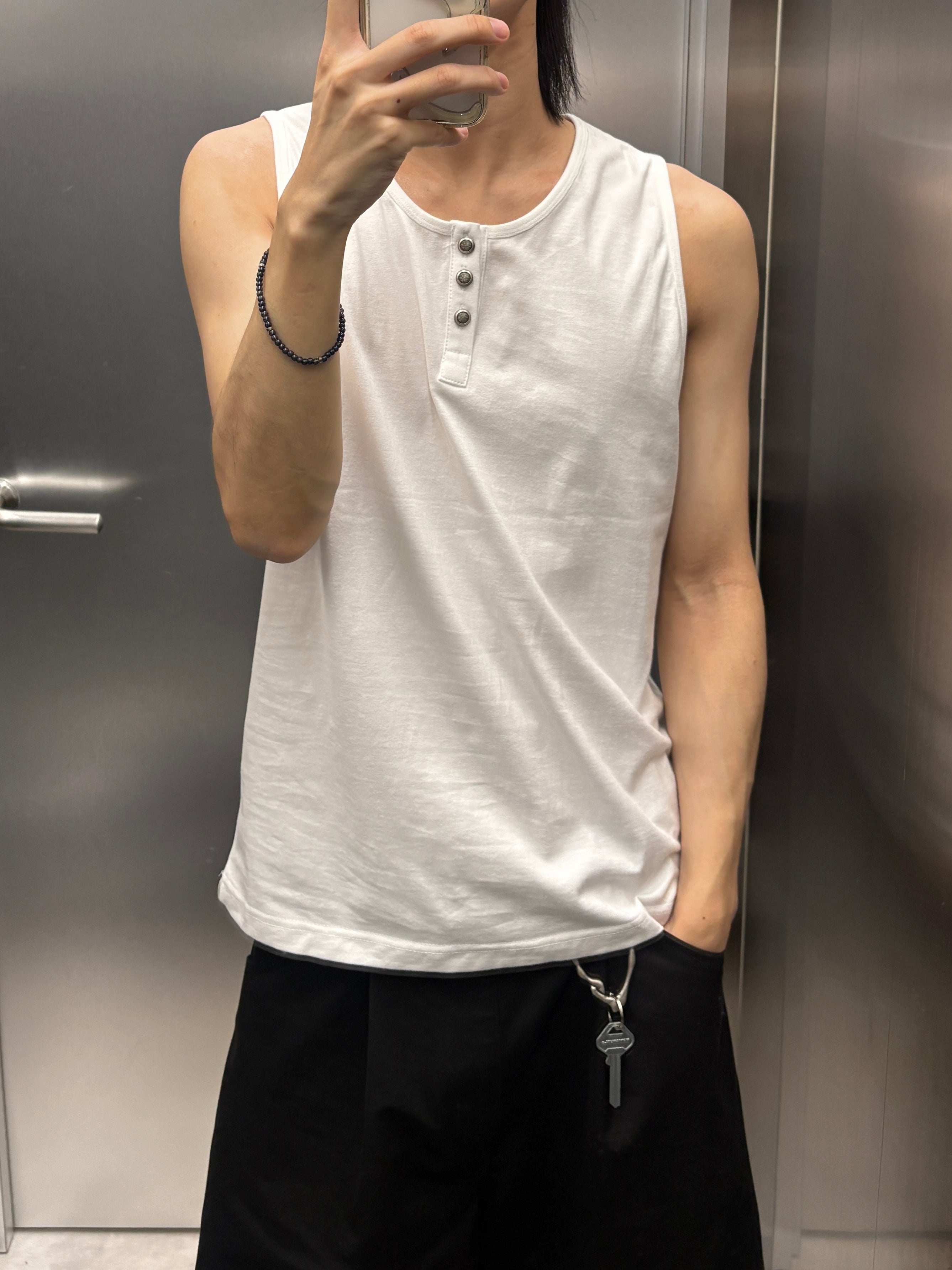 受注制【youll】Henley neck tank top (3color)
