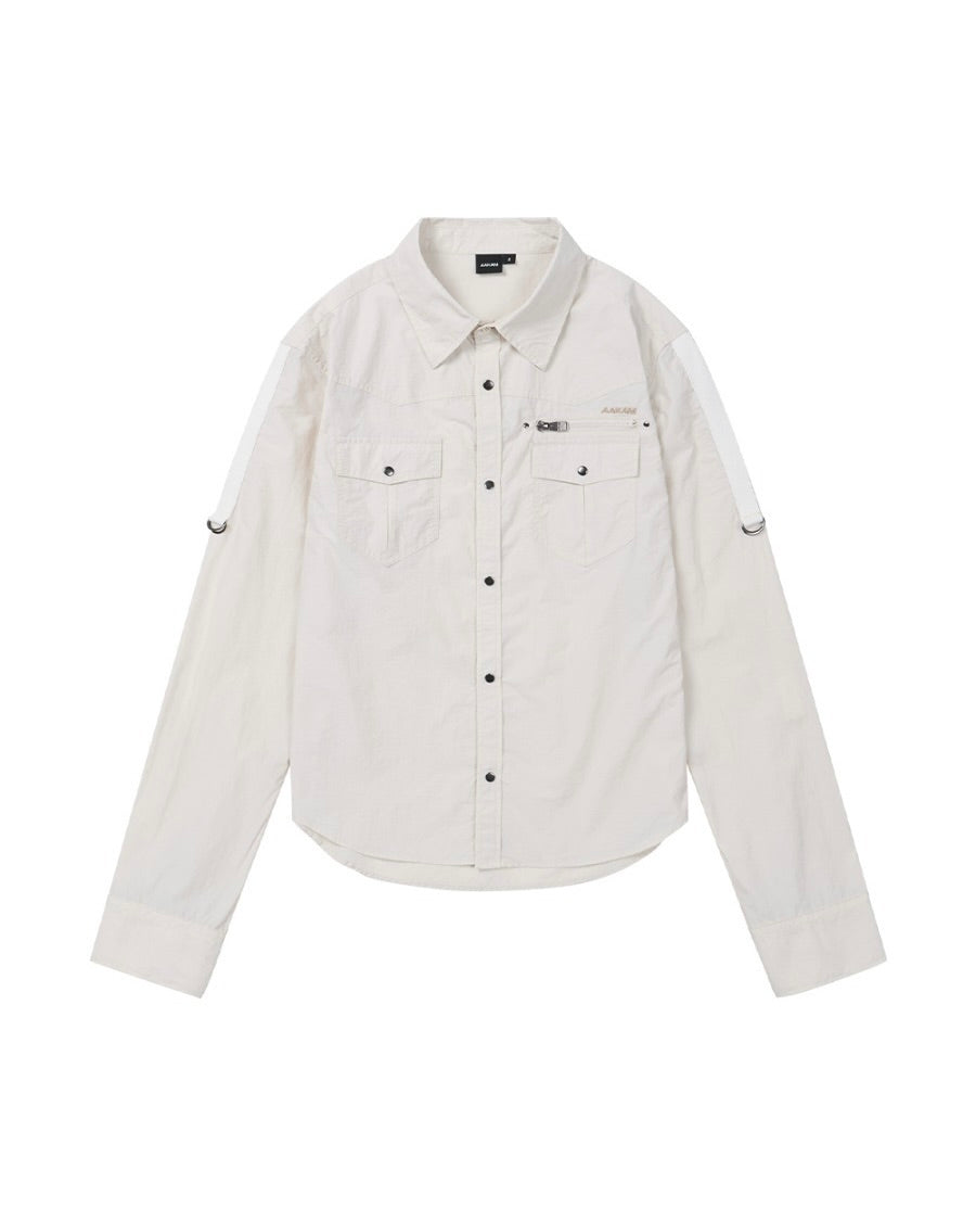 【AAKAM】Roll-Up Nylon Safari Shirts