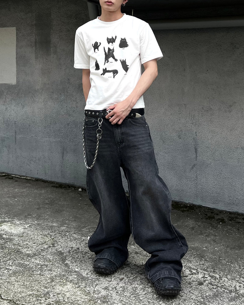 大阪店WEB限定【Chikashitsu +】cat mood graphic t-shirt (2color)
