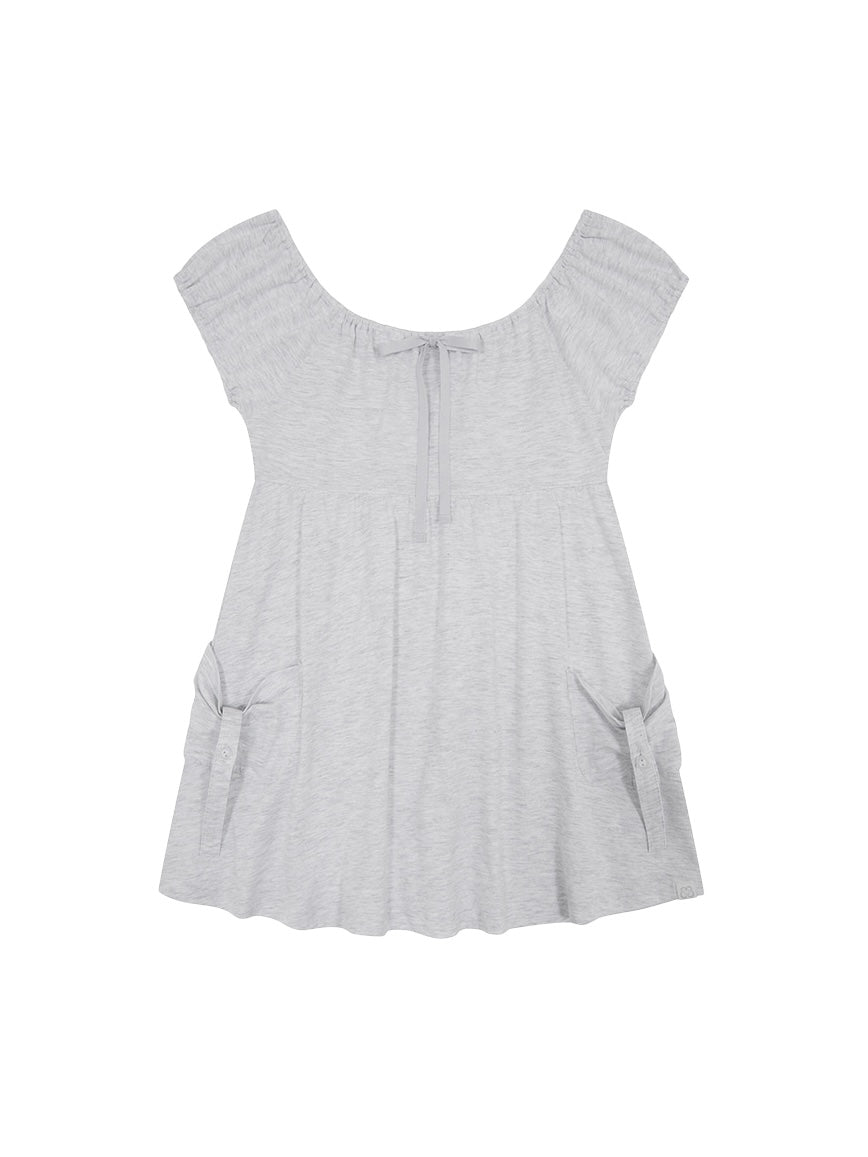 【TUOMIO】SHIRRED POCKET TOP
