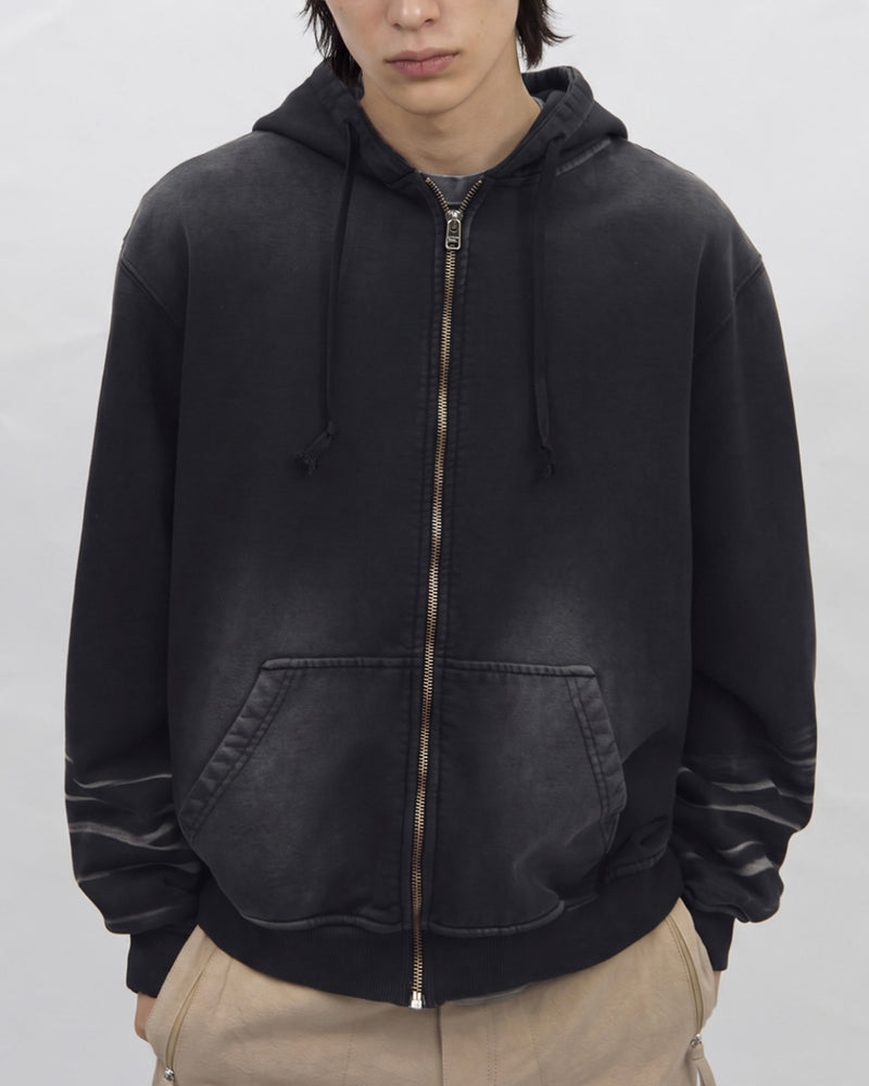 【BLR BLUER】Faded Layer Hoodie Zip-Up Jacket