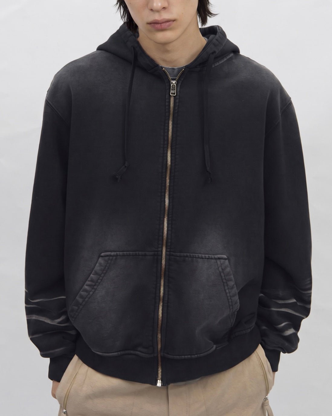 【BLR BLUER】Faded Layer Hoodie Zip-Up Jacket