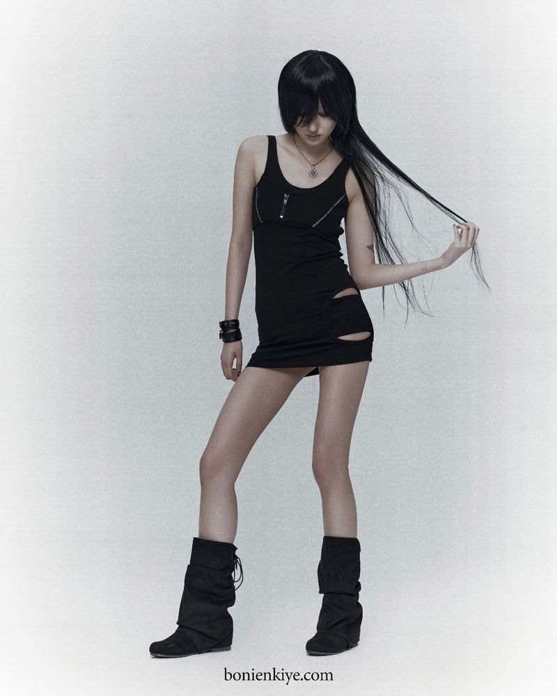 【bonienkiye】Side-Cutout Mini Dress