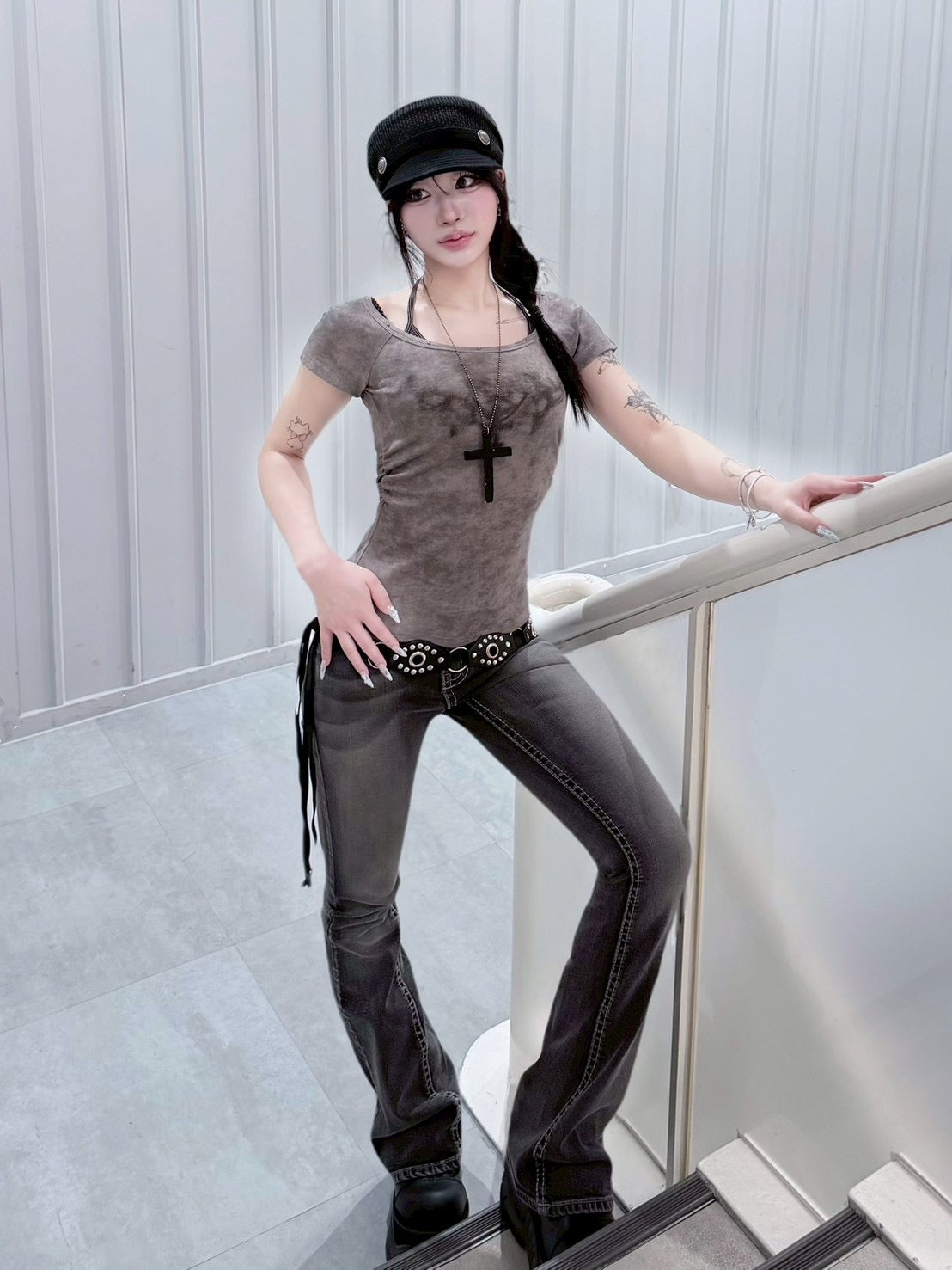 受注制【nmtc+】low rise bootscut denim pants