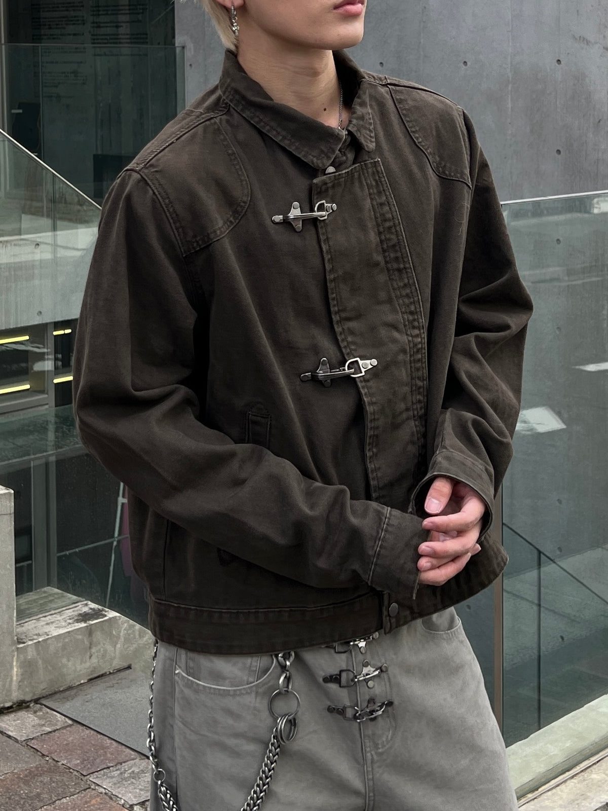 大阪店WEB限定受注制【Chikashitsu +】design hook cropped jacket (3color)