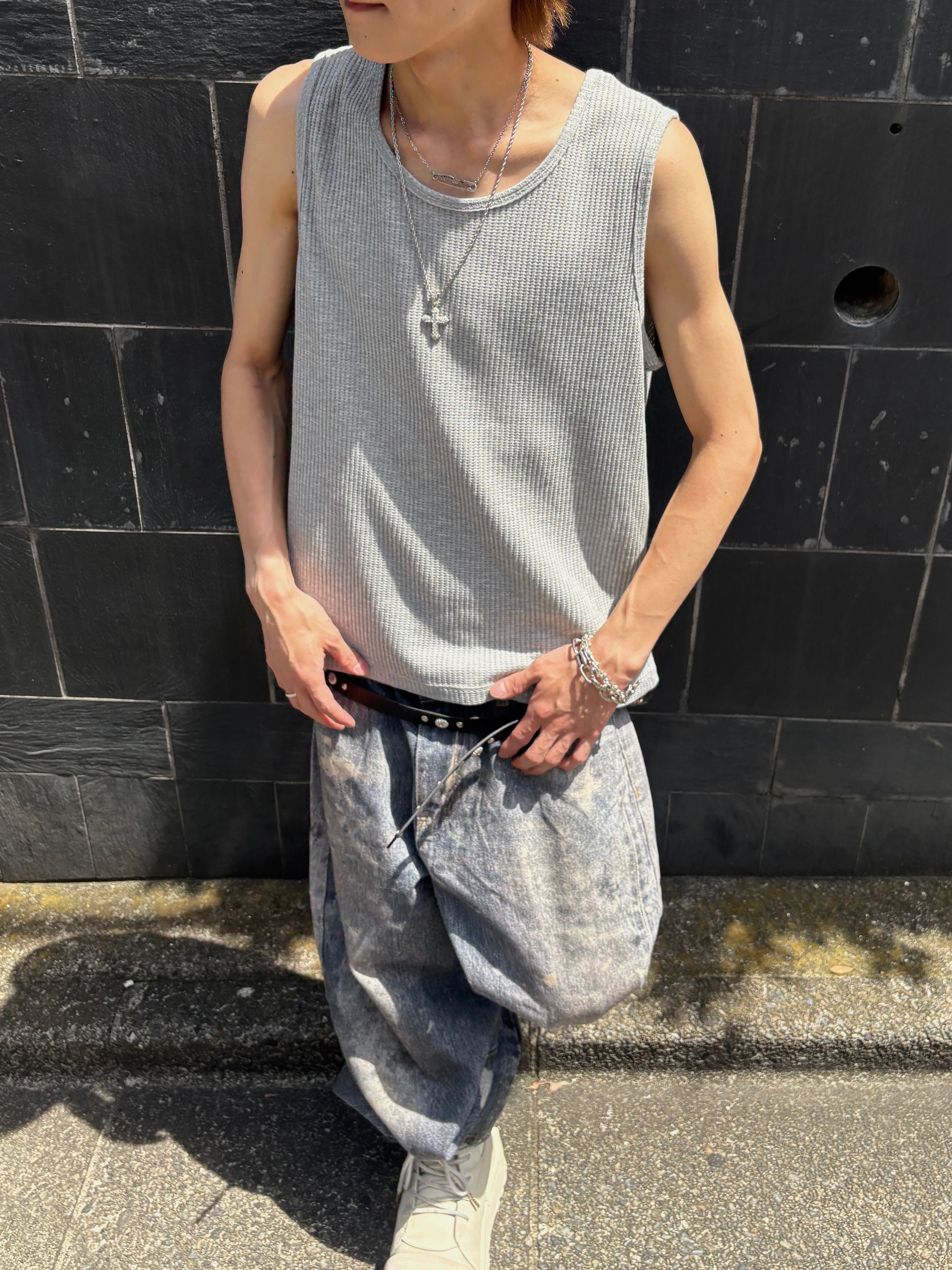 受注制【youll】Waffle tank top (3color)