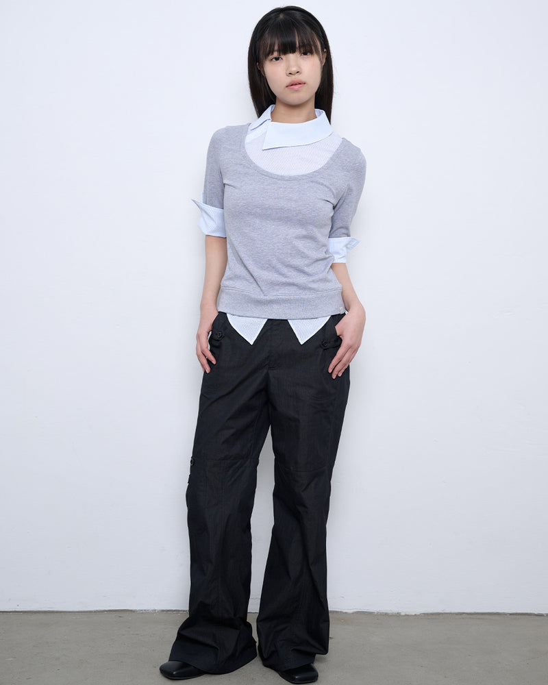 【TUOMIO】ASYMMETRIC COLLAR TOP
