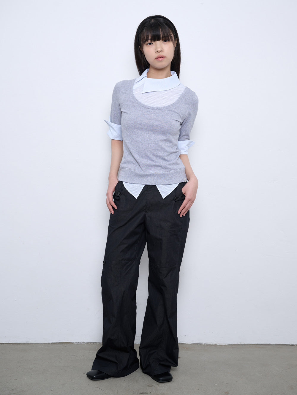 【TUOMIO】ASYMMETRIC COLLAR TOP