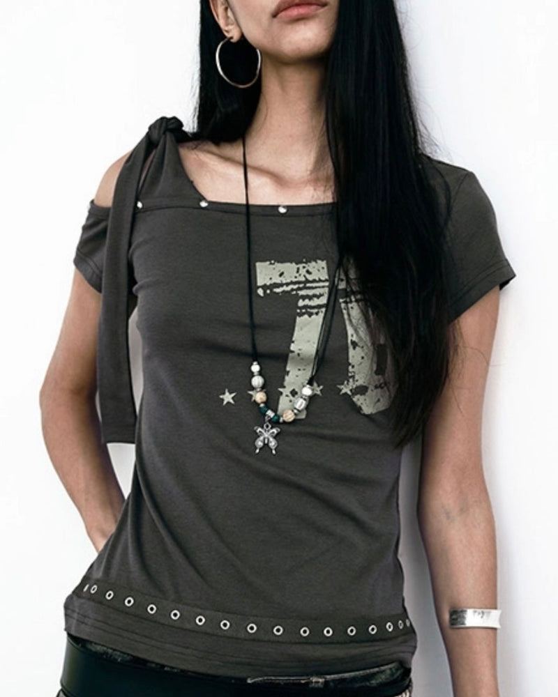 【NOT KNOWING】Tied One Shoulder 76 Top