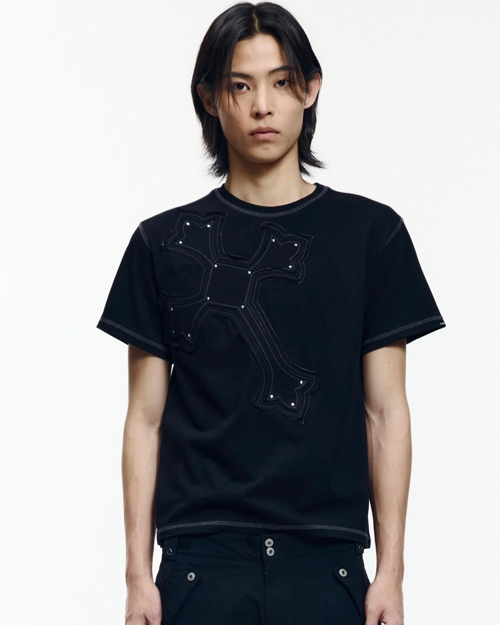 【AAKAM】Big Patch CROS2 Half Top
