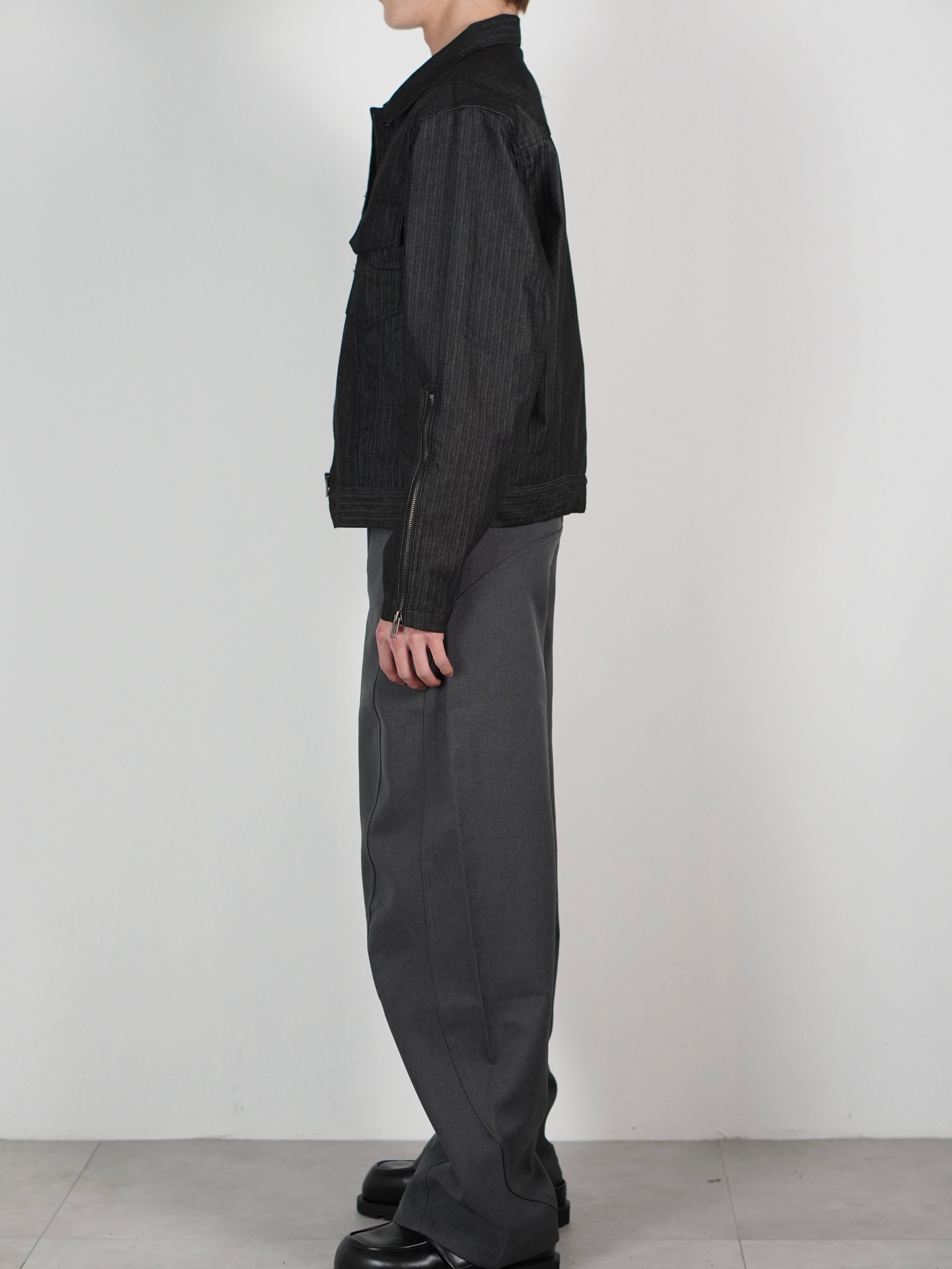 受注制【Chikashitsu +】Curve line wide pants (3color)
