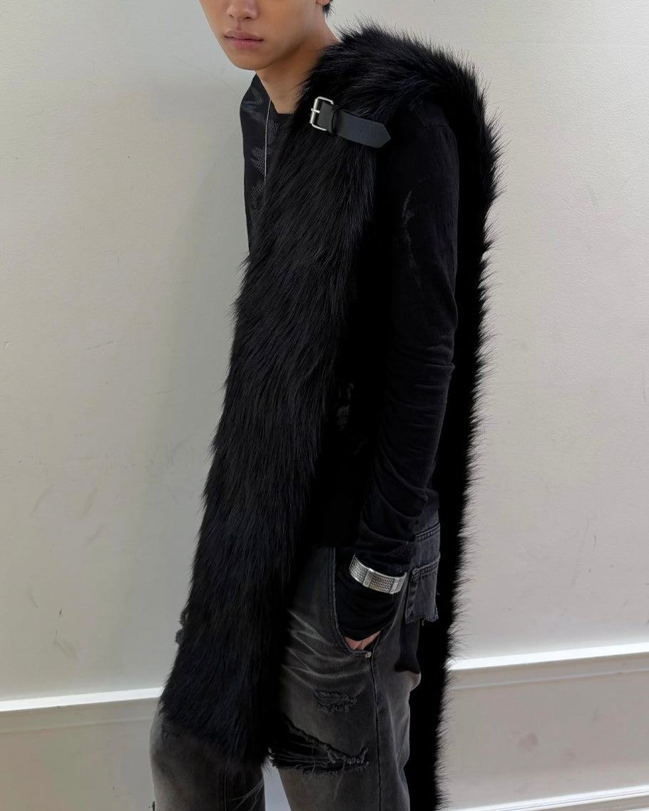 【LECYTO】Buckle Hairy Fur Muffler