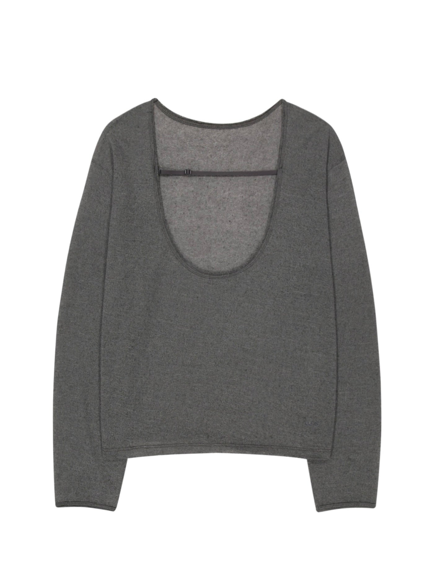 【OJOS】Raw Cut U-Neck Knit Top