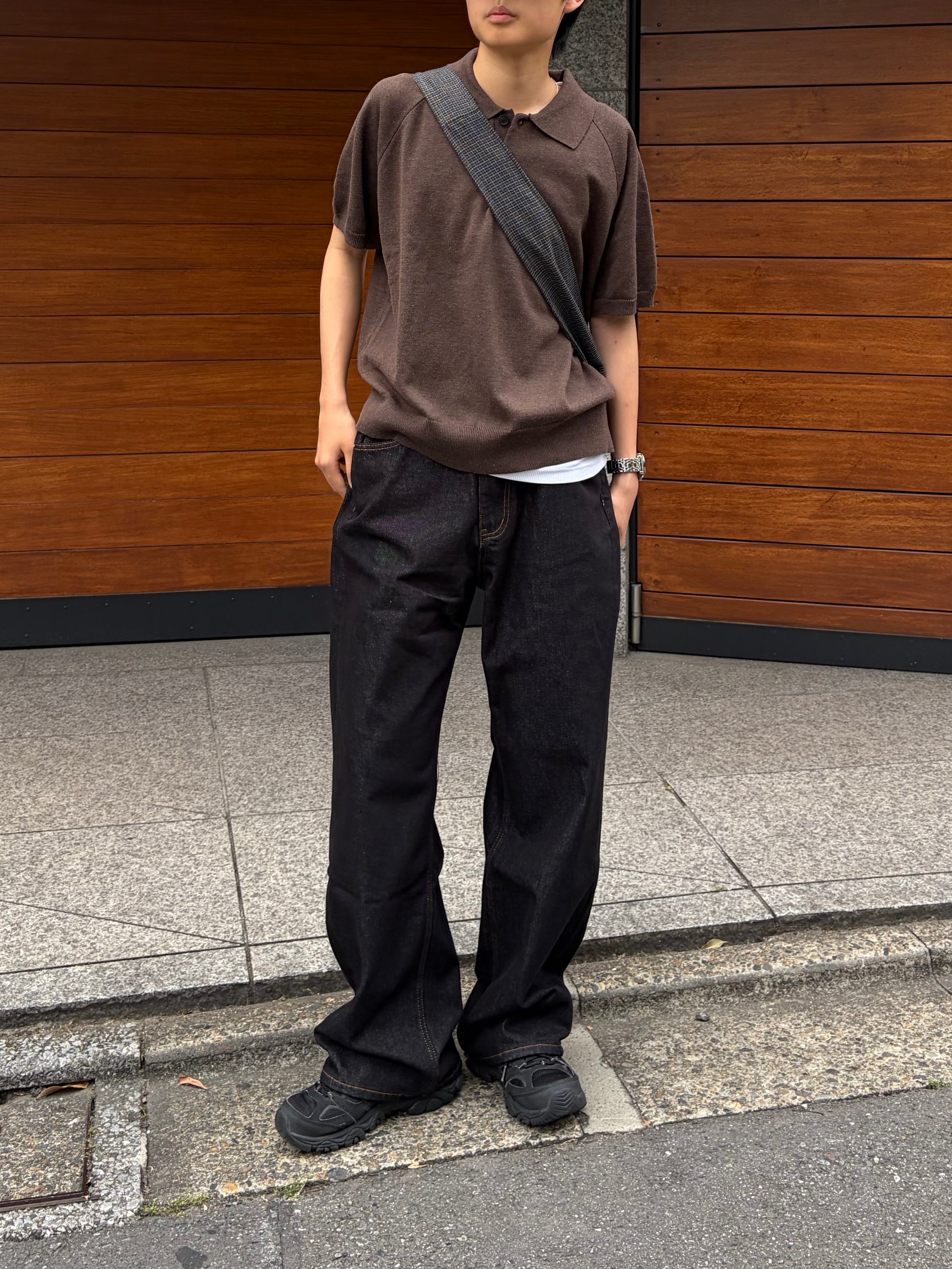 東京店WEB限定受注制【Chikashitsu +】cropped knit poloshirt (3color)