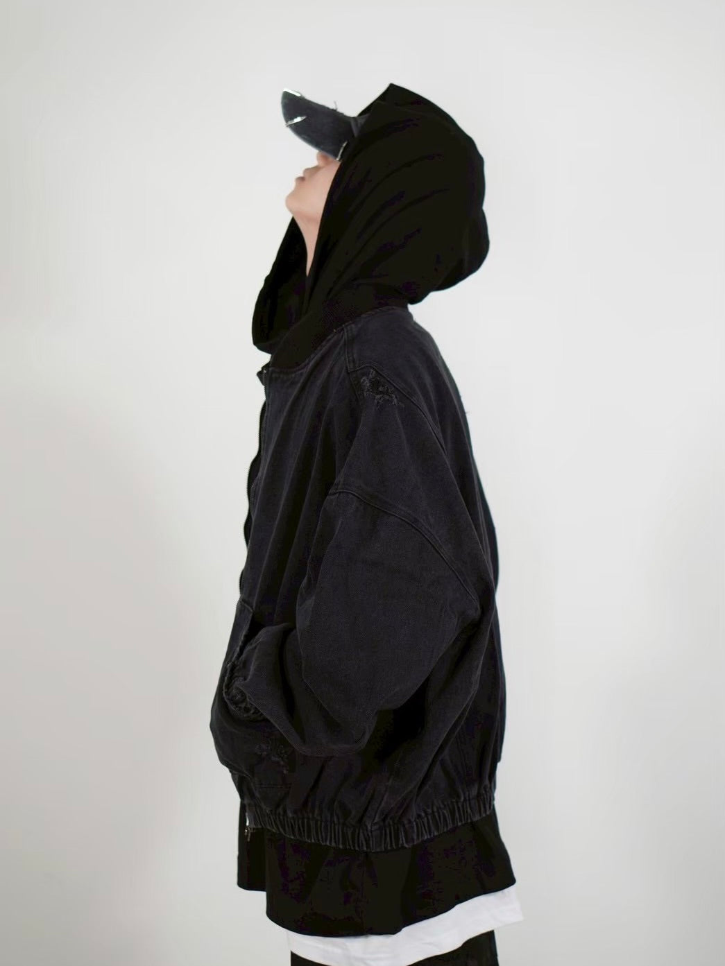 【Chikashitsu +】denim flight bomber jacket (2color)