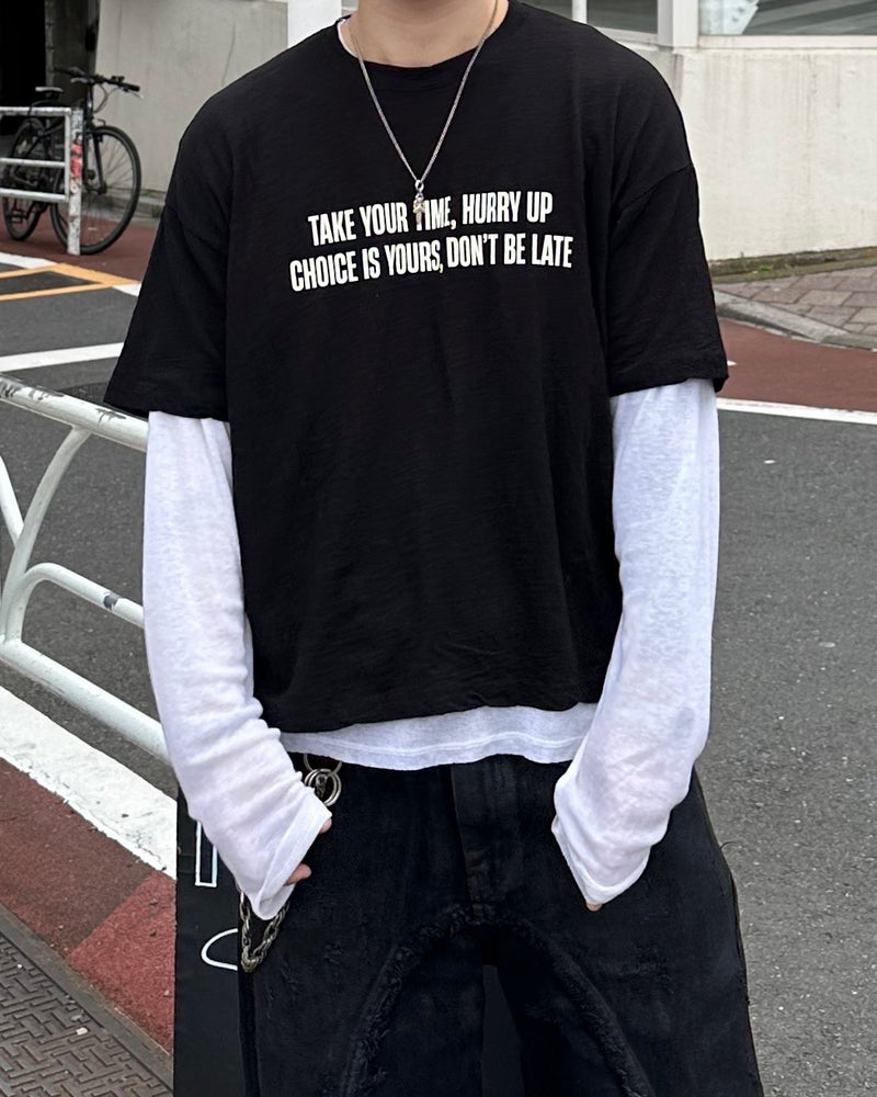 大阪店WEB限定受注制【Chikashitsu + 】vintage lettering slub t-shirt (2color)