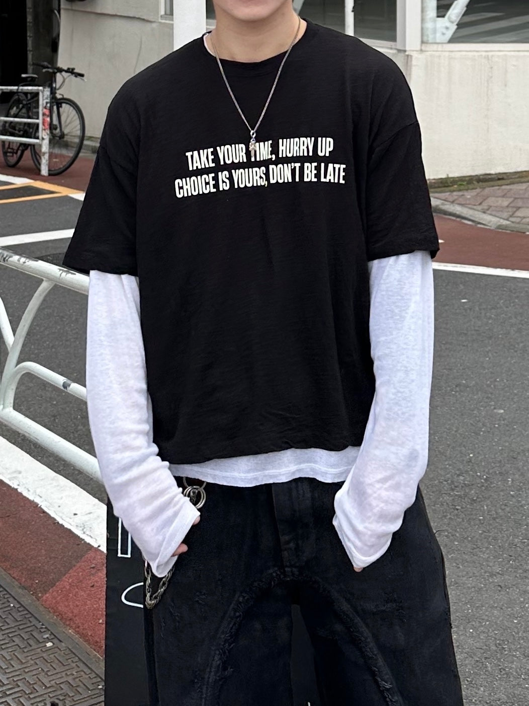 大阪店WEB限定受注制【Chikashitsu + 】vintage lettering slub t-shirt (2color)