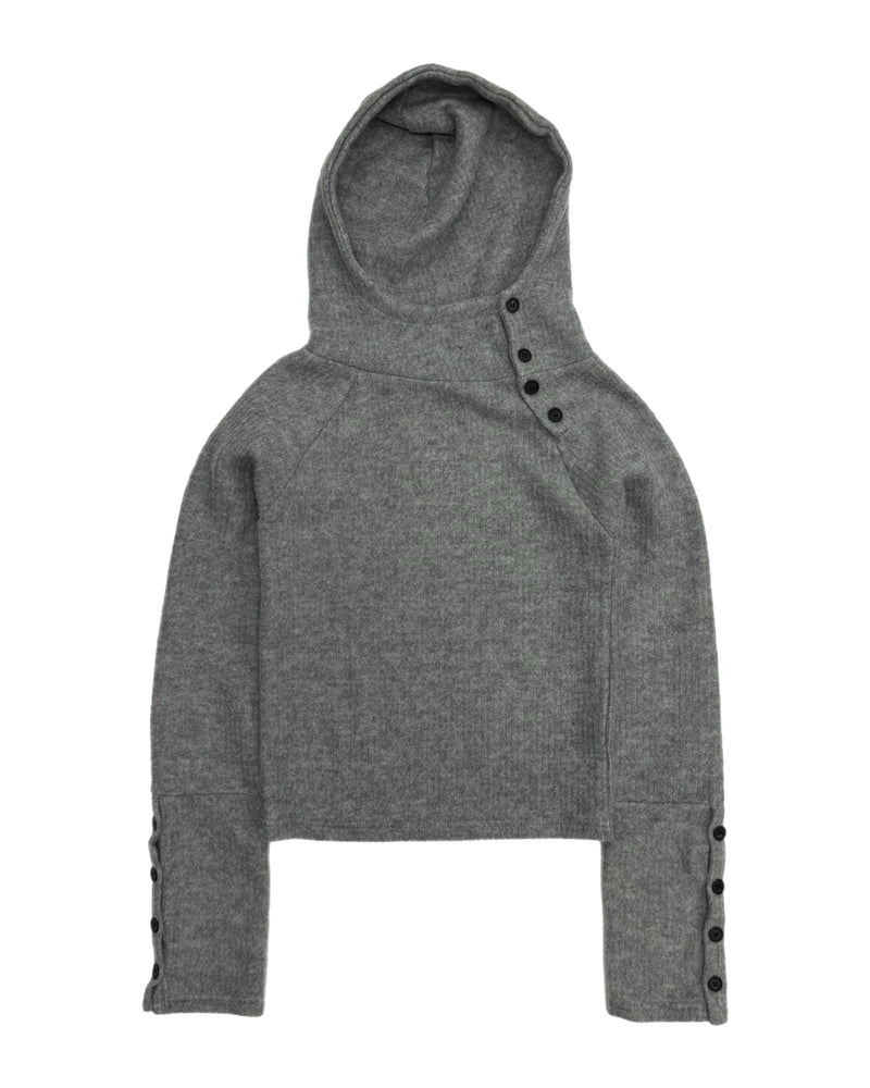 受注制【Chikashitsu +】buttoned rib hood knit (3color)