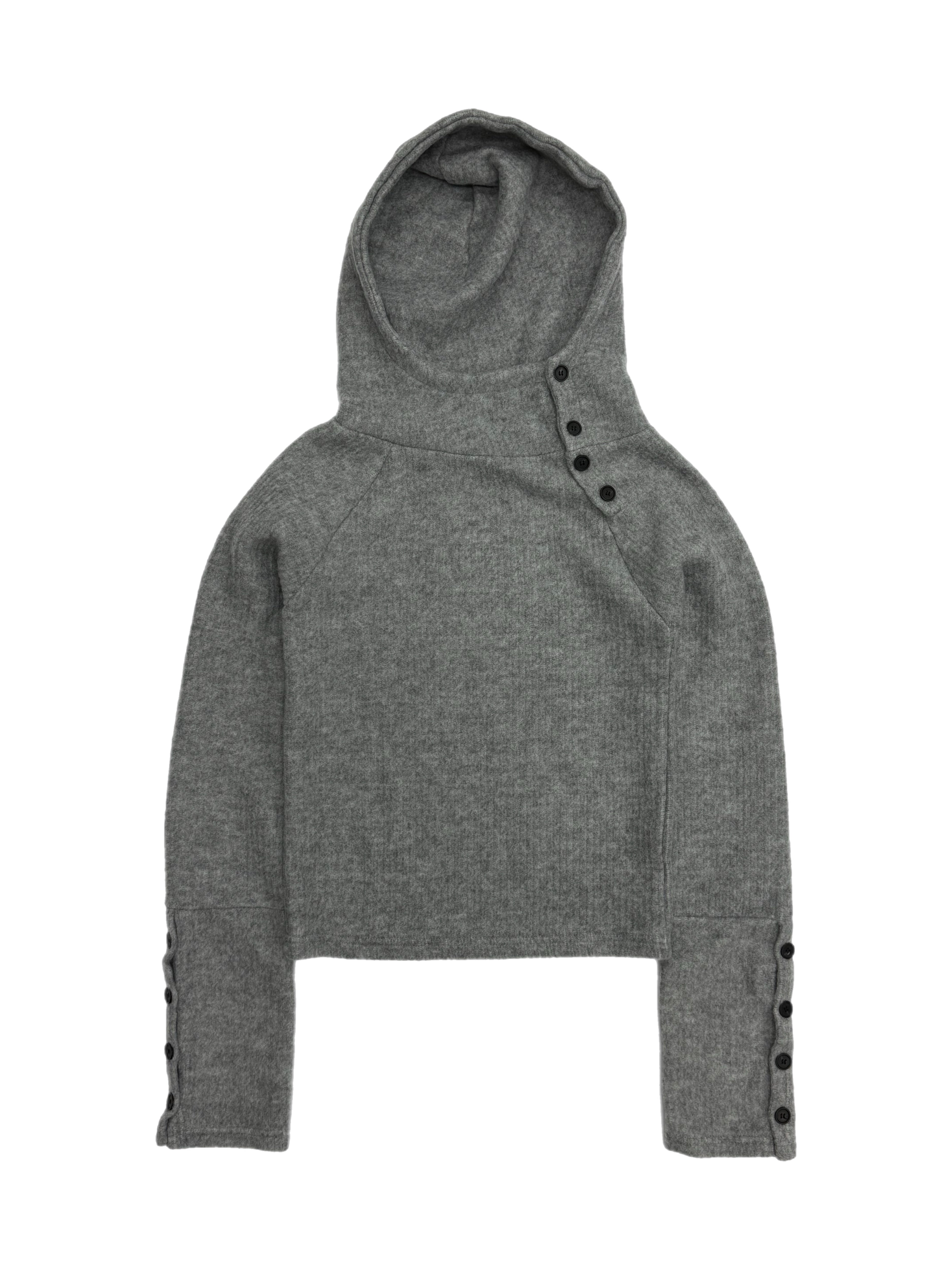 受注制【Chikashitsu +】buttoned rib hood knit (3color)