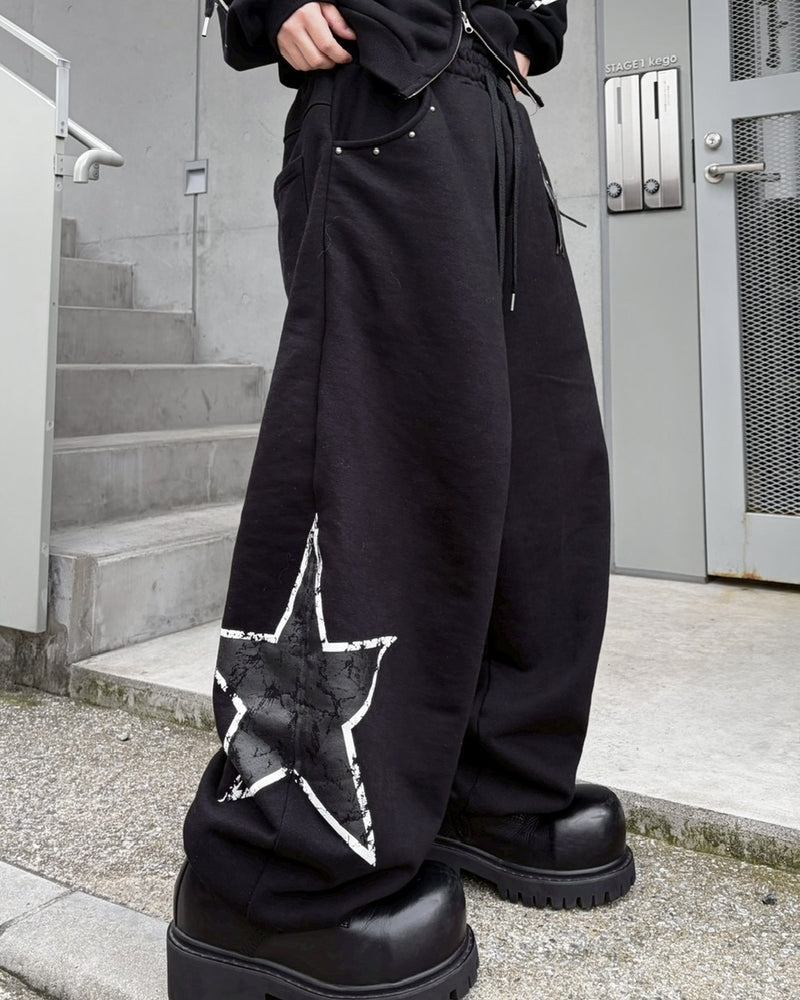 受注制【LUV CODE】star rivet sweat pants (2color)
