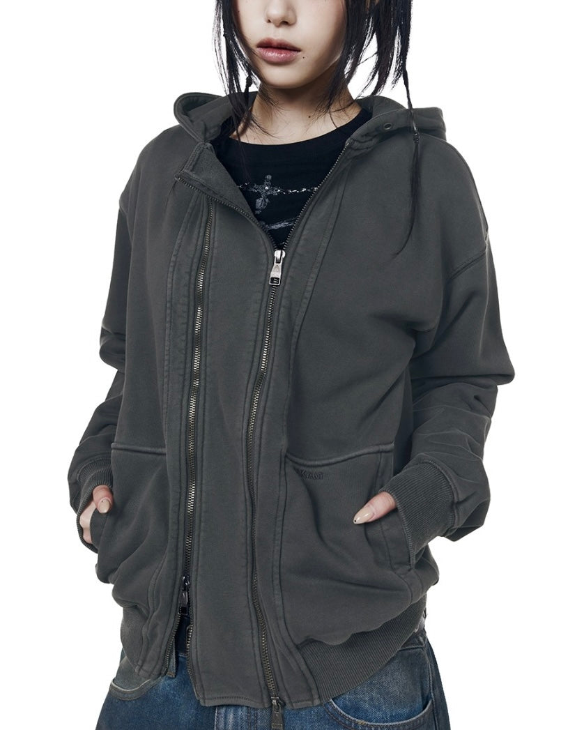 【AAKAM】Double Zippered Zip-Up Hoodie