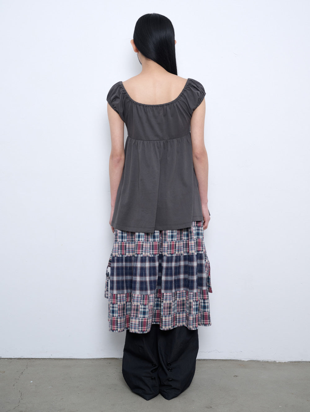 【TUOMIO】SHIRRED POCKET TOP